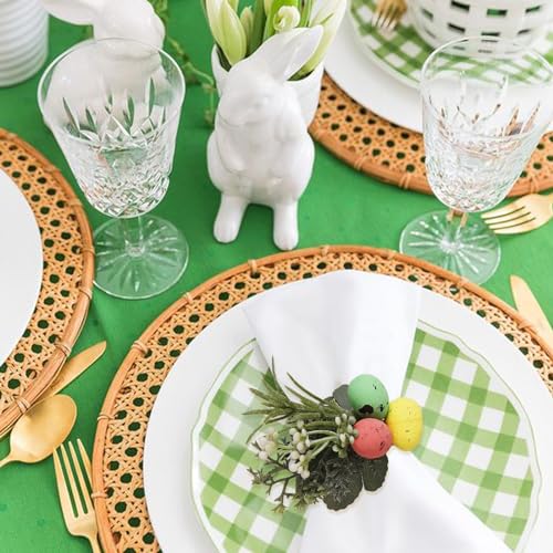 Easter Egg Napkin Rings Set of 4 with Leaves | Jute Wooden Buckle Napkins Holder | Beautiful Addition to Your Easter Day Celebration | Ideal for Kitchen, Dinner Party, Festival Decor - style: Easter Egg
