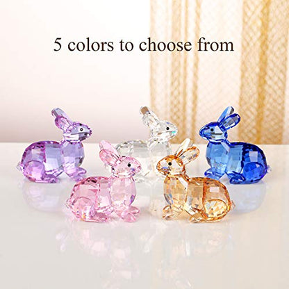 DOJOZ Crystal Bunny Rabbit Animal Collectible Cute Figurine Birthday Gifts Home Decor (White) - color: White