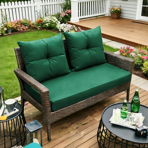 ARTPLAN Loveseat Patio Deep Seat Cushions 46"x24"x5" Bench Pad,Inv Green | High-density foam fill, solution-dyed UV water repellent fabric, zipper removable cover fits patio swing & bench furniture - color: Invisible Green
