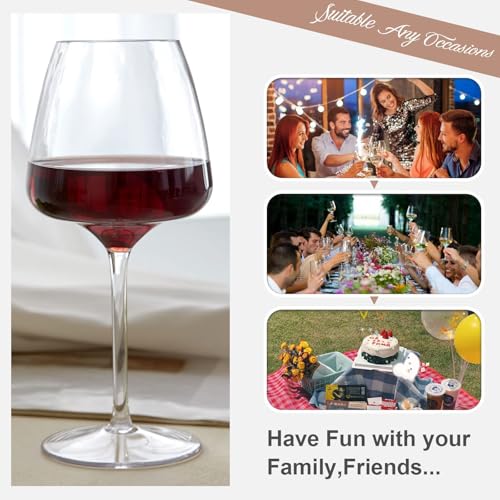 MICHLEY Floating Wine Glasses for Pool Unbreakable Tritan Plastic Red Wine Glasses with Stem Poolside Floating Cups 20.5 OZ, Dishwasher Safe, Set of 4 - color: Red Burgundy 20.5oz, size: 4 Count (Pack of 1)