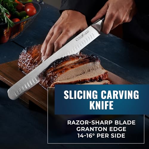 Cutluxe Butcher Knife Set, Brisket, Breaking, Boning & Fillet for Meat | BBQ Carving Blades, Ultra Sharp German Steel, Full Tang Ergonomic Handles – Grilling Gift for Men - size: 4 Pcs Brisket Knife Set