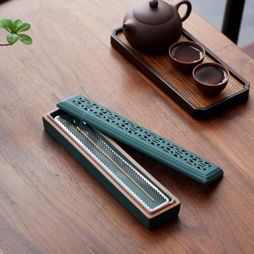 CEREMONY Incense Holder for Sticks, Ceramic Insence-Stick Holder Ash Catcher, Incense Holder Timkburner for Meditation Yoga Spa Room Incense Holder (Mesh-Green) - color: Mesh-green
