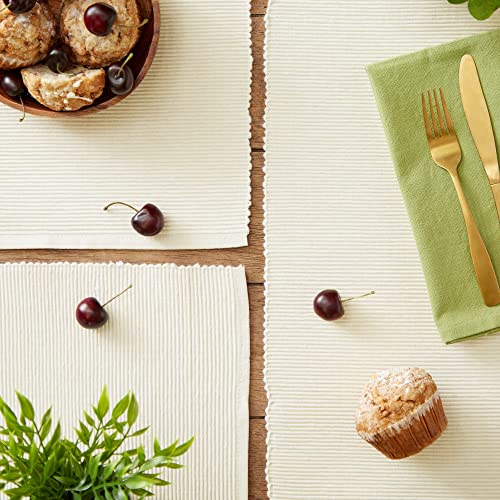 DII Basic Everyday Ribbed Tabletop 100% Cotton, Placemat Set, 13x19, Natural, 6 Piece - color: Natural, size: 13x19"