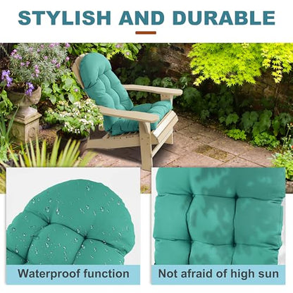 Adirondack Chair Cushion, Rocking Chair Cushion 44x19.4x4 inch, High Back Patio Cushions of Upper and Lower with Ties, Sunscreen and Fade-Resistant (Lake Blue, 2) - color: Lake Blue