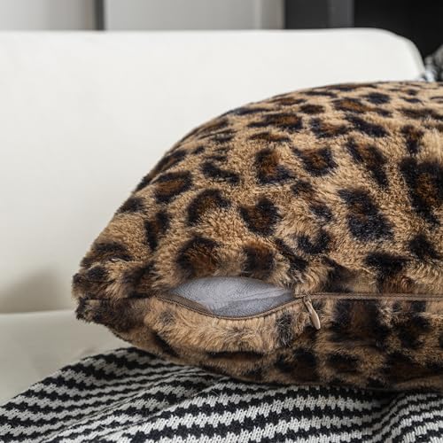 2 Packs Leopard Pillow Covers Furry 20x20 Inch Cheetah Print Pillow Faux Fur Pillow Covers Soft Plush Fluffy Cheetah Print Pillow Case 20"x20" - size: 20" x 20" (Pack of 2)