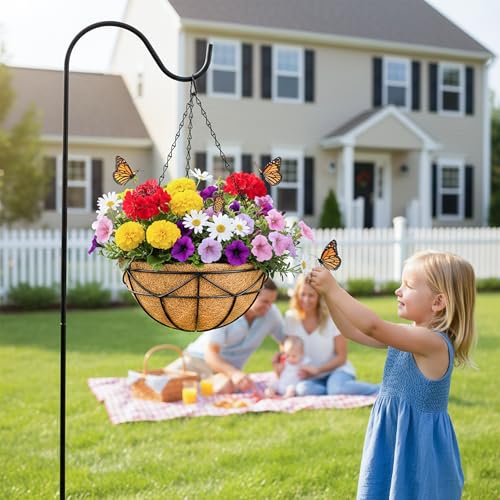 EIMQUVW 14 Inch Coconut Fiber Hanging Planter 4 Packs Durable Metal Hanging Baskets with Chains Outdoor Wire Pot for Spring and Summer Front Porch Garden Decoration - size: 14 Inch, style: Geometric