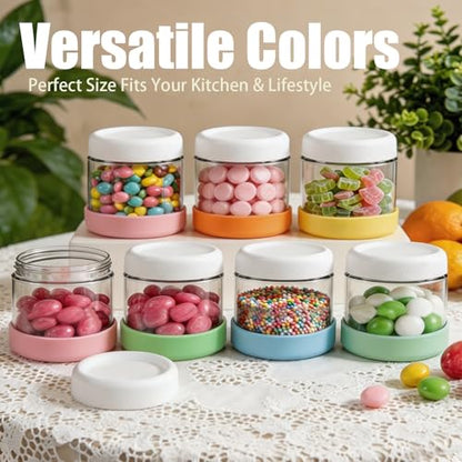 6-Pack 8oz Glass Overnight Oats Containers with Lids and Silicone Sleeves | Stackable Mason Jars Wide Mouth Meal Prep Jars for Yogurt Chia Salad Snacks Sugar - Leakproof Food Storage Jars - size: 8oz