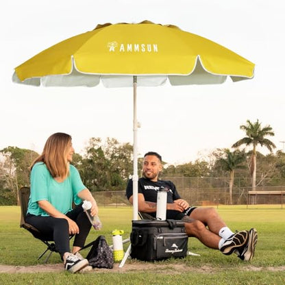AMMSUN Shade Umbrella, Premium Portable Umbrella with Stand, 6.5ft Lightweight Free Standing Canopy for Sporting Games, Adjustable Instant Sun Protection and Easy to Carry, Yellow - color: Yellow