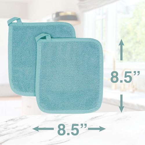 RITZ Terry Potholder & Hot Pad: Unparalleled Heat Resistant, Durable 100% Cotton – Ergonomically Designed for Optimal Grip – Easy-Care Machine Washable – 4-Pack, Dew - color: Dew, size: 4-Pack
