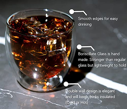 LEMONSODA Double Walled Glasses, 8.5 oz Set of 4 Clear Glass Coffee Mugs - color: 8.5oz