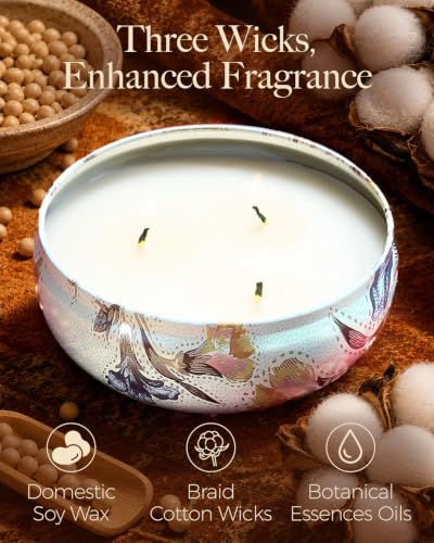 M&SENSE 3 Wick Soy Candles, Citrus & Sage Scented for Home, 12oz | Triple Wick, 40 Hour Long Burn, Non-Toxic,100% Natural Soy Wax, Stress Relaxing Aromatherapy Candle Gift for Women Men - color: Citrus Peel & Sage