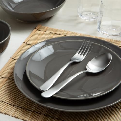 Larder & Vine Stoneware Dinnerware Set, 16 Piece, 4 Place Settings, Made in Portugal, French Gray - color: French Gray
