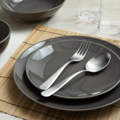 Larder & Vine Stoneware Dinnerware Set, 16 Piece, 4 Place Settings, Made in Portugal, French Gray - color: French Gray