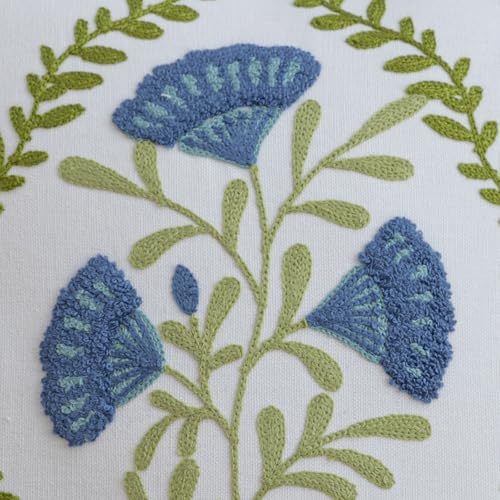 YIcabinet Pillow Covers Set of 2, Embroidered Blue Flower Pattern Throw Pillow Cover,Square Cotton Cushion,Pillow Case for Sofa Bedroom Couch,18"x18" - color: White26