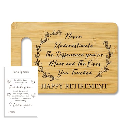 Retirement Gift for Woman, Bamboo Cutting Board for Kitchen, Happy Retirement Chopping Board, Leaving Retired Gifts for Coworker Teacher Nurse Friends -02 - color: Happy Retirement