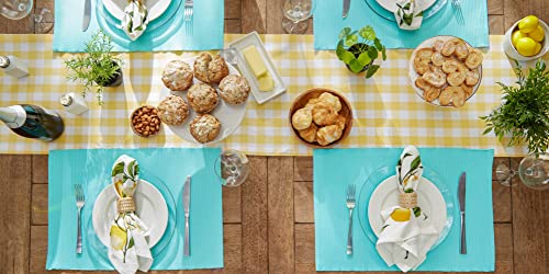 DII Basic Everyday Ribbed Tabletop 100% Cotton, Placemat Set, 13x19, Aqua, 6 Piece - color: Aqua, size: 13x19"
