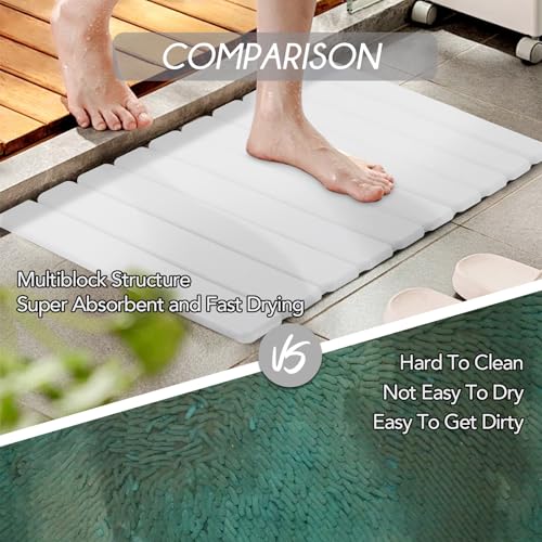 BoxedHome Foldable Stone Bath Mat,Super Absorbent Diatomaceous Earth Mat,24”x 16” Non-Slip Quick Drying,Luxury Dry Pad for Bathroom, Nature - color: Nature