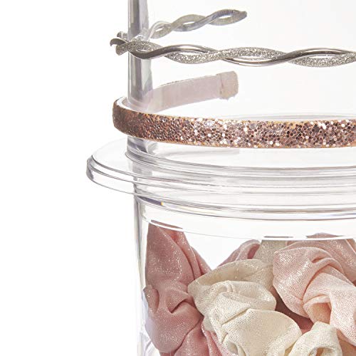 STORi Bella Stackable Clear Plastic Hair Accessory Organizer Set | Round Headband and Hairbrush Holder Stacks on The Storage Containers with Tray Lid | Made in USA - style: Headband Holder w/ Compartment