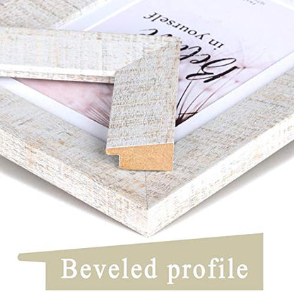 Wide Molding Rustic 11x14 Picture Frames, Made of HD Glass Display Picture 8x10 with Mat, Beige Photo Frame for Wall Mounting, 2 Sets - color: Beige, size: 11x14 inches