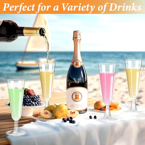 GuanQiao Plastic Champagne Flutes 20 Pack, 5.5 Oz Clear Disposable Plastic Champagne Glasses, Wine Glasses Cups for Wedding Celebration Birthday Party Wine Tasting New Years Eve Party Supplies - color: Clear, size: 20-Pack