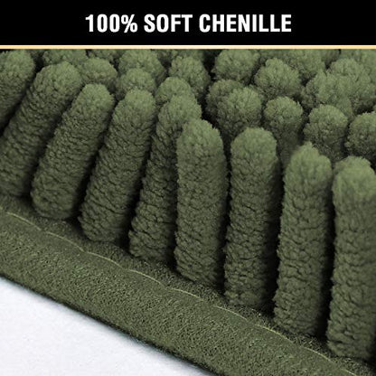 H.VERSAILTEX Bathroom Rugs Luxury Chenille Mat Set, Soft Plush Shower Rug + Toilet Mat, Microfiber Shaggy Carpet, Super Absorbent, Machine Washable (Curved Set, 32" x 20"/20" x 20", Loden) - color: Loden, size: 20" x 32" Plus 20" x 20"
