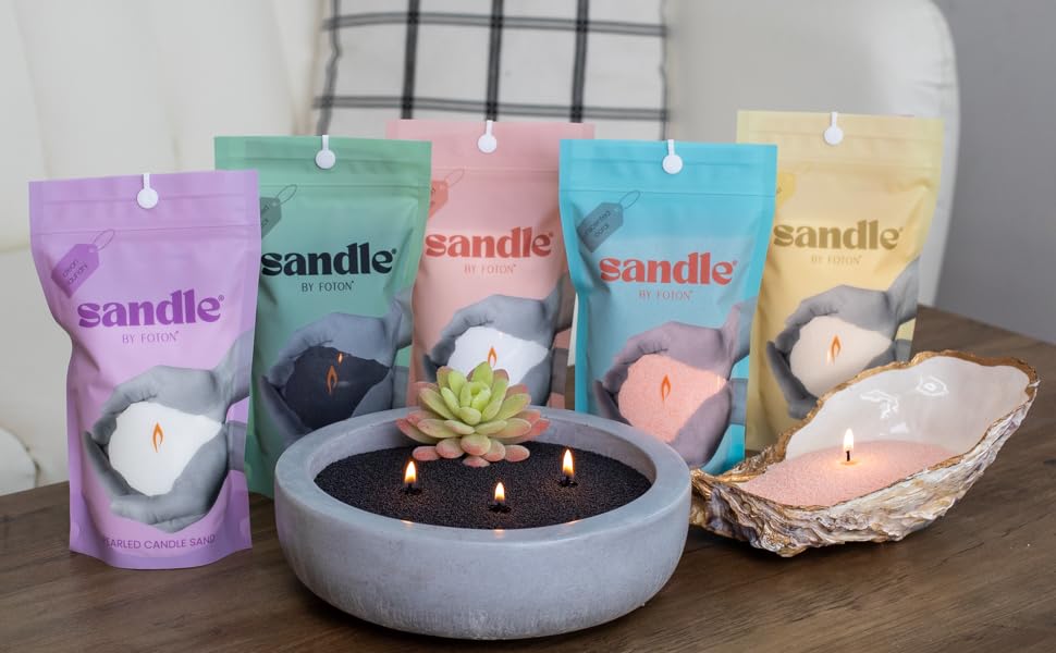 Sandle by Foton Pearled Candle – Multi-Pack (2 x 10oz) – Black Unscented, Non-Toxic, Luxury & Long-Lasting Candle Sand Wax up to 120 Hours – with 15 Wicks Each Pack - size: 10oz (Pack of 2)
