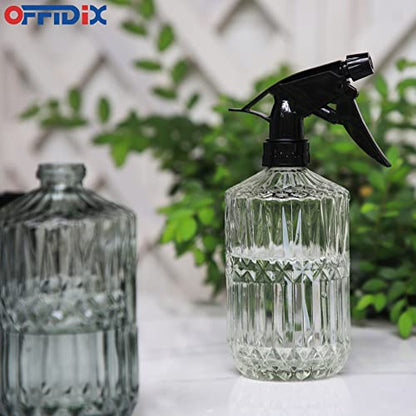 Glass Spray Bottle, Plant Misters Clear 13.5 oz Adjustable Nozzle | Fine Mist for Plants and Jet Stream Cleaning, BPA-free Glass, Plastic Rust-proof nozzle, Garden Plants Small Watering Can - color: G-Transparent