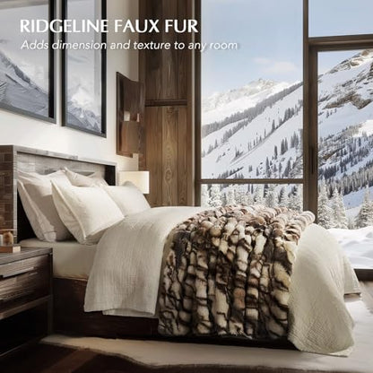 Faux Rabbit Fur Bubble Throw Blanket, 50"x60", Beige & Gray | Ultra Soft, Luxury Faux Rabbit Fur Throw, Thick Warm Bubble Blanket, Cozy Fluffy Reversible, for Bed, Couch, Chair, Sofa - color: Marble Beige & Grey Chocolate, size: 50"x60"
