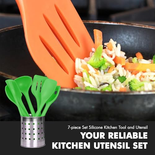 Chef Craft Premium Silicone Kitchen Tool and Utensil Set, 7 Piece, Green - color: Green, size: 7 Piece Set