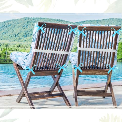 Hoteam 4 Set Outdoor Patio Chair Cushions 20 x 42 in Deep Seat Waterproof Patio Cushions Set for Furniture Replacement Removable Seat and Back (Ocean) - style: Ocean