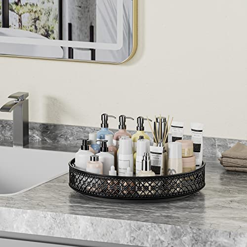 Ovicar Lazy Susan Turntable Organizer - 13 inch Rotating Spice Rack Metal Lazy Susan for Cabinet Pantry Kitchen Countertop Dining Table Cupboard Bathroom Vanity Refrigerator Black - color: 13 Inch Black