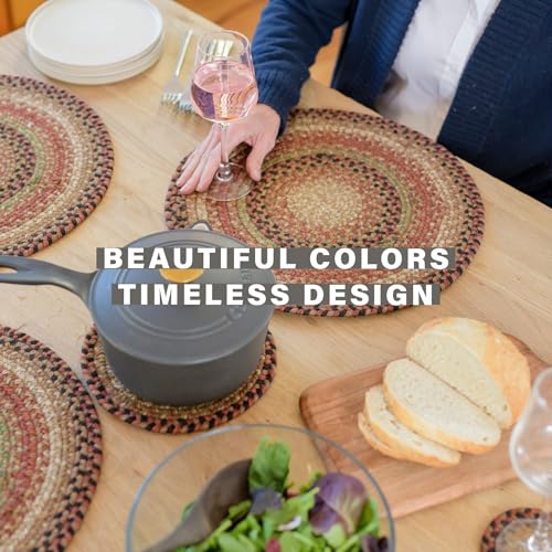 Homespice Gingerbread Jute Braided Placemats, Rect 13x19 Set of 6 | Brown Protects Tabletop in Style and Everyday and Holiday Table Mats, Rich Colors, Reversible, Durable and Easy to Clean - color: Gingerbread