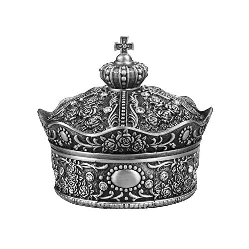 Creative Vintage Metal Alloy Crown Design Jewelry Box Ring Trinket Case Christmas Birthday Gift, Small - color: Crown, size: Small