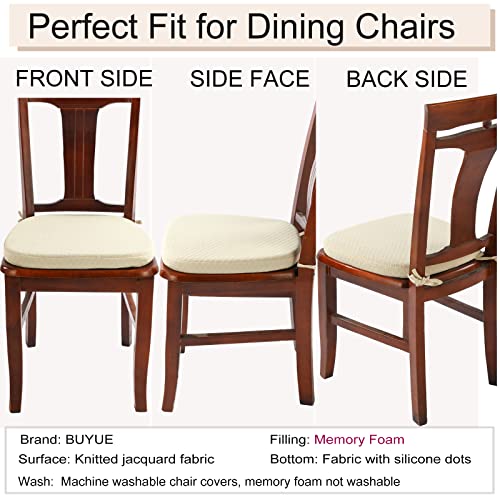 BUYUE Luxury 100% Pure Memory Foam Chair Cushion 1 Pack, Jacquard 16" U-Shape Comfortable Dining Chair Pad, Removable Slip Resistant Kitchen Chair Seat Cushion, (1 piece, Beige) - color: Beige