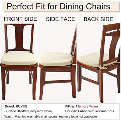 BUYUE Luxury 100% Pure Memory Foam Chair Cushion 1 Pack, Jacquard 16" U-Shape Comfortable Dining Chair Pad, Removable Slip Resistant Kitchen Chair Seat Cushion, (1 piece, Beige) - color: Beige
