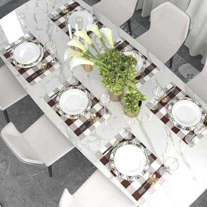 Brown & White 2 Side Cotton Buffalo Check Placemats Set of 4 Heat Resistant Dining Table Place Mats for Kitchen Table 12 x 18 inches - color: Plaids Brown & White, size: Rectangular Placemats 12" x 18"
