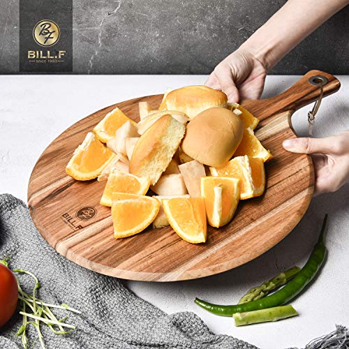 BILL.F Pizza Peel,14" L x 14" W Acacia Wood Cutting Board, with 5" Handle, 19" Overall Length - style: 14 inch
