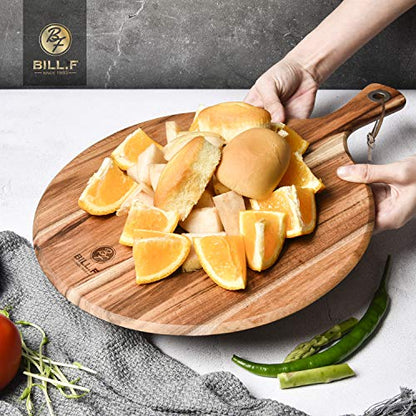 BILL.F Pizza Peel,14" L x 14" W Acacia Wood Cutting Board, with 5" Handle, 19" Overall Length - style: 14 inch
