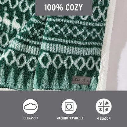 Eddie Bauer - Throw Blanket, Ultra-Soft Plush Bedding with Faux Shearling Reverse, Blanket for Couch & Bed (Alpine Fair Isle Green, 50" x 60") - color: Alpine Fair Isle Green, size: 50" x 60"