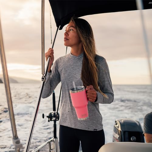YETI Rambler 35 oz Tumbler with Handle and Straw Lid, Travel Mug Water Tumbler, Vacuum Insulated Cup with Handle, Stainless Steel, Tropical Pink - color: Tropical Pink, style: 35oz