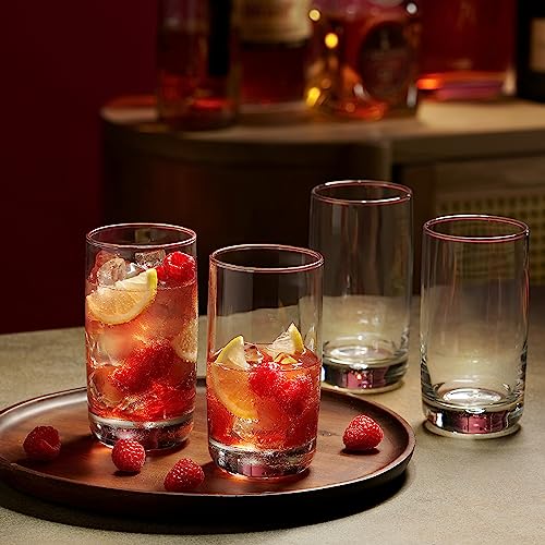 Set of 4 Highball Glasses 16 Oz Collins Cocktail Drinking Glass Cups, Bubble Base Glassware for Water, Juice, Cocktails, Beer Pint Glasses, Modern Basic Tumblers. - style: Straight