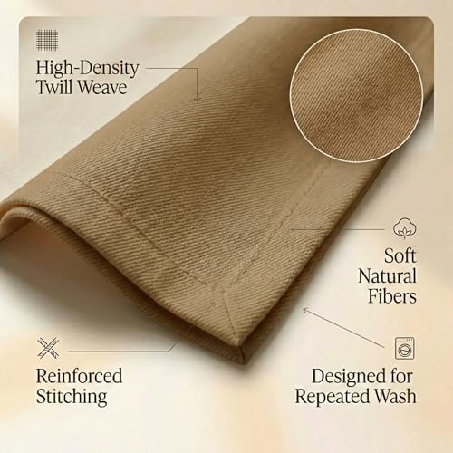 Accent Home 100% Cotton Napkins, Delicate Cloth Napkins for Dinners | 100% Pure Cotton Napkins, Economy Pack, Multi Purpose Use, Machine Washable, Cotton - color: 35 - Brown - Twill, size: 18" x 18" (Set of 6)
