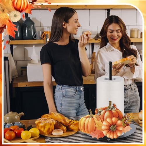 Fall Paper Towel Holder Pumpkin Countertop Kitchen Decor and Accessories Fall Large Black Metal Towel Holder Thanksgiving Tissue Stand for Countertop Table Housewarming Gift Supplies - style: Pumpkin