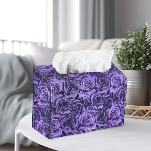 Leather Cover for Disposable Paper Hand Towel Box, Compatible with Kleenex Paper Hand Towel(1-3D Rose Purple) - color: 1-3d Rose Purple