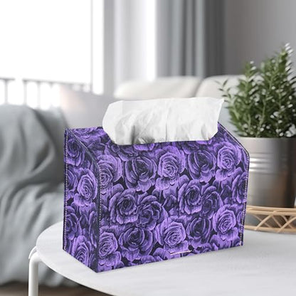 Leather Cover for Disposable Paper Hand Towel Box, Compatible with Kleenex Paper Hand Towel(1-3D Rose Purple) - color: 1-3d Rose Purple