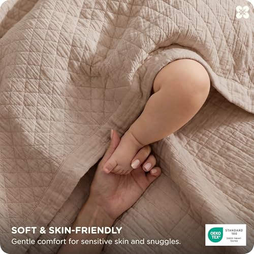 Bedsure PureWoven 100% Cotton Muslin Blanket 8-Layer, King, Taupe | 108" X 90", Breathable, Moisture-Wicking, All-Season, Softens After Wash, 460 GSM, Gauze Bedding, Low Shedding, for Adults - color: Taupe, size: King