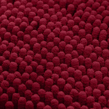 HOMEIDEAS 3 Pieces Bathroom Rugs, Ultra Soft Non Slip Absorbent Chenille Toilet Bath Mat Set (Burgundy) - color: Red-burgundy, size: 17"x24"+20"x32"+U Shape 20"x24"