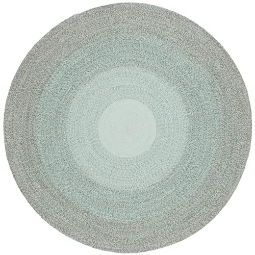 SAFAVIEH Cape Cod Collection Area Rug - 7' Round, Green, Handmade Braided Cotton, Ideal for High Traffic Areas in Living Room, Bedroom (CAP242Y) - color: Green, size: 7' (Round)