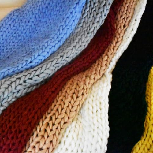 Chunky Knit Blanket (50 x 60 Inches) Warm Soft Cozy for Lounge Sofa & Bedroom, Handmade Knitted Yarn Throw Blanket (Black, 1) - color: Black
