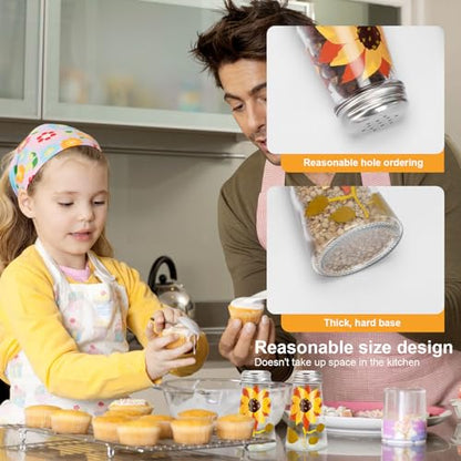 Baked Flower Painted Cone Salt and Pepper Shaker Set, Sunflower, Yellow, 2 Pieces